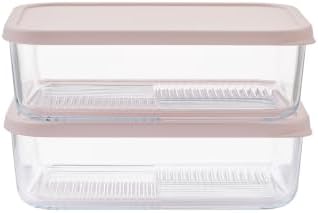 Berry Blush 4-Piece Airtight Borosilicate Glass Food Storage Set with Snap Lids, 2 x 57.5oz by Container Culture by DuraLiving