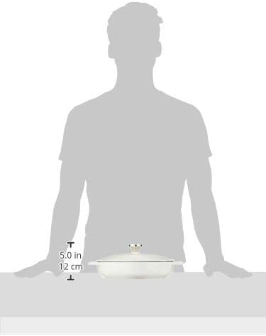 Lodge Essential Enamel Cast Iron Braiser, 3.6 Quart, Oyster White