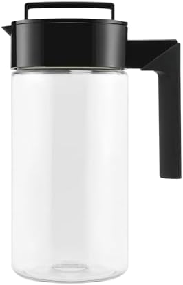 Takeya Airtight Pitcher - Durable BPA-Free Eastman Tritan Odor/Stain-Resistant Leakproof Lid for Iced Tea/Water Easy-Grip Silicone Handle Spill-Free Spout Fridge-Friendly Made in USA 1 Quart/Black