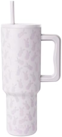 Simple Modern Tumbler with Handle and Straw | 40oz | Bunnies
