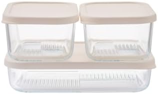 6-Piece Airtight Borosilicate Glass Food Storage Set with Snap Lids in 25.35oz & 40.57oz Mixed Sizes - Vanilla Mist by Container Culture by DuraLiving