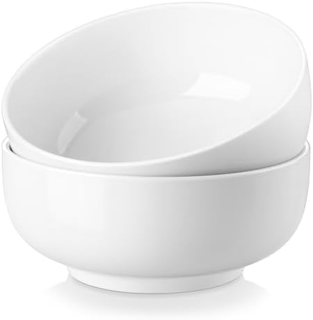 MALACASA Salad Soup Bowls Set of 2, 44 OZ White Ceramic Bowls