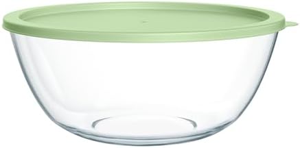 Extra Large Glass Mixing Bowls Clear Glass Salad Cooking Bowls for Kitchen Salad Bread Storage (4.7Qt)