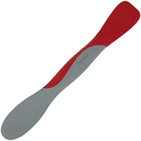 Tovolo Mini Scoop and Spread Tool for Kitchen Meal Prep Small Sandwich Spreader Spatula for Peanut Butter Jelly, Silicone BPA Free Dishwasher Safe Scooper Spreader, Cayenne Red and Oyster Gray