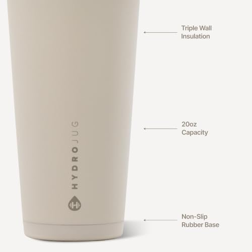 HydroJug Everyday Tumbler 20 oz, Ceramic-Lined Straw Cup, Dune