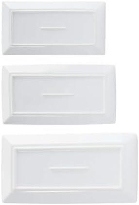 Amazon Basics 3-Piece Porcelain Serving Platters, Oven Safe, for Entertaining, Appetizer, Dinner, Dessert, 12.75 inch, 11 inch, 10 inch, White