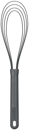 Zyliss Flat Whisk, Sustainable Wheatstraw/Nylon, Cooking Whisk forr Cooking and Serving with Heat Resistant Silicone Head, Beluga Grey, 11.9" x 2.8", Dishwasher Safe, 5 Year Guarantee