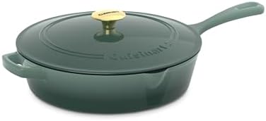 Cuisinart Chef's Classic Enameled Cast Iron Dutch Oven with Lid, Porcelain Enameled Interior, Oven Safe, Induction Compatible, 12-Inch, Chicken Fryer, Sea Glass Green