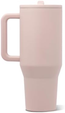 HydroJug Traveler 40oz, Insulated Tumbler with Handle & Straw, Dusty Rose