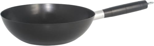 Imusa Carbon Steel Nonstick Wok 9.5 in Flat Bottom Wok_Pan for Electric Stove with Cool Touch Handle, Black Coating, Lightweight Steel Wok for Stir Fry and Fried Rice (Pack of 6)