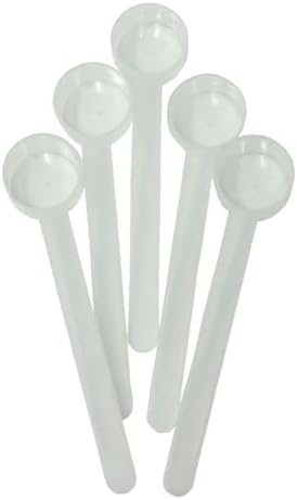 1 Teaspoon (1/3 Tablespoon | 5 mL) Long Handle Plastic Measuring Spoon for Coffee, Protein Powder, Pet Food, Spices, Grains, Dry Goods – Food-Grade BPA-Free (Pack of 5)
