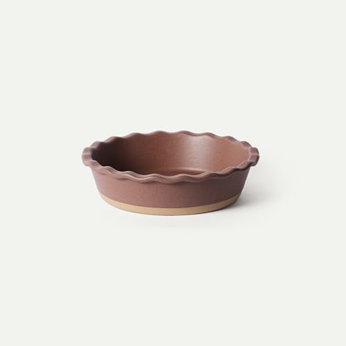 MORA Ceramic Pie Pan for Baking - 9 inch - Deep and Fluted Pie Dish for Old Fashion Apple Pie, Quiche, Pot Pies, Tart, etc - Modern Farmhouse Style Porcelain Ceramic Pie Plate - Terracotta