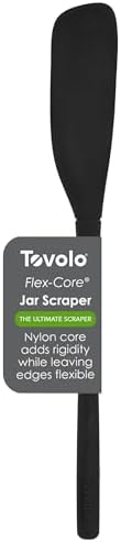 Tovolo Silicone Jar Spatula Long Handled Rubber Scraping Scooping Tool for Peanut Butter Jam Jelly Jars Blenders, Easy Reach Extra Long Flex Core Silicone Jar Scraper Dishwasher Safe BPA Free, Black