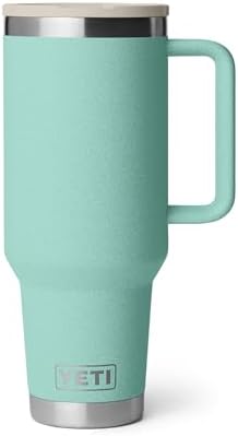 YETI Rambler 40 oz Travel Mug with Flip Straw Lid – Stainless Steel, Vacuum Insulated, Leakproof, Cup Holder Friendly, Sea Stone