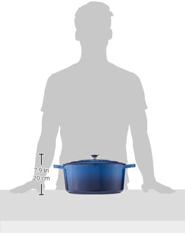 Crock Pot Artisan 7-Quart Oval Enameled Cast Iron Dutch Oven – Sapphire Blue, Heavy-Duty Cookware for Slow Cooking, Roasting, Baking with Lid