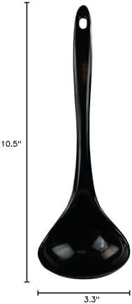 Reston Lloyd Melamine Soup Ladle Kitchen Utensil, Premium Quality Utensil with Heat Resistant Ergonomic Handle, Durable BPA-Free Plastic, 10.5 inch long, 6pc Set, Black
