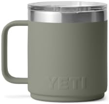 YETI Rambler 10 oz Ceramic Lined Stackable Mug, Vacuum Insulated, Stainless Steel with MagSlider Lid, Pampa Green