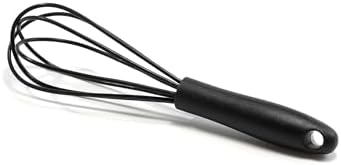 Mini Whisks 6 inch silica gel Whisk, Hand Egg Mixer for Flour Cake Egg, Kitchen Cooking Baking Use Whisk (black)