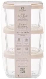 Glass Food Storage Containers with Lids — 6 Piece — 10.5 oz Glass with BPA-Free Leak Resistant Stackable Lids — Microwave, Oven & Dishwasher Safe — Ideal for Meal Prep & More - Vanilla Mist