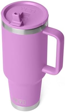 YETI Rambler 40 oz Travel Mug with Flip Straw Lid – Stainless Steel, Vacuum Insulated, Leakproof, Cup Holder Friendly, Desert Bloom