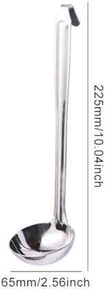 Soup Ladle with Rest Hook, Stainless‑Steel 10.04‑Inch Mirror‑Polished Serving Spoon for Soup Stew Sauce,Dishwasher‑Safe Kitchen Utensil