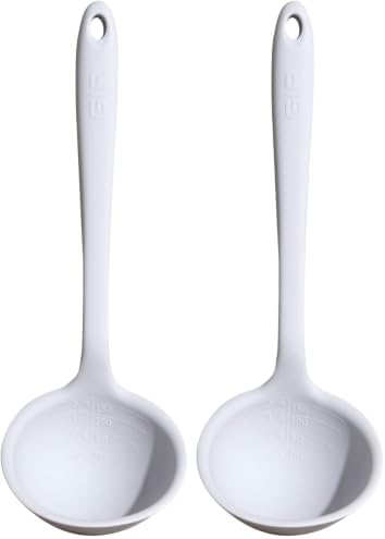 GIR: Get It Right Silicone Soup Ladle - Non-stick Heat Resistant Seamless Kitchen Cooking Serving for Soups, Chili, Sauces, Batter, and More - Ultimate, Studio White (Pack of 2)