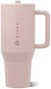 HydroJug Traveler 32oz, Insulated Tumbler with Handle & Straw, Dusty Rose
