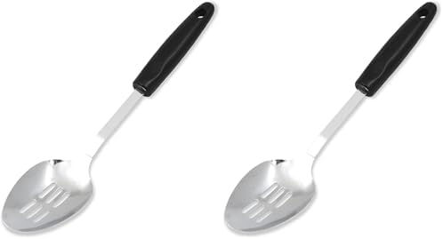 Chef Craft Select Slotted Spoon, 12.75 inches, Stainless Steel/Black (Pack of 2)