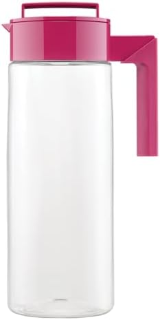 Takeya Airtight Pitcher - Durable BPA-Free Eastman Tritan Odor/Stain-Resistant Leakproof Lid for Iced Tea/Water Easy-Grip Silicone Handle Spill-Free Spout Fridge-Friendly Made in USA 2 Quart/Raspberry