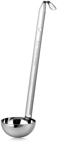Meekoo 1 Pieces Stainless Steel Ladles with Pouring Rim Long Handle,3 Oz