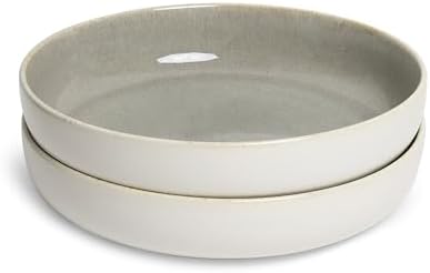 SANGO Resona Moss Large Serving Bowl (Set of 2), 64.25 oz, 10" Stoneware Bowls for Pasta, Salad & Dinner, Big Ceramic Bowls for Entertaining with Glossy Reactive Glaze, Dishwasher & Microwave Safe