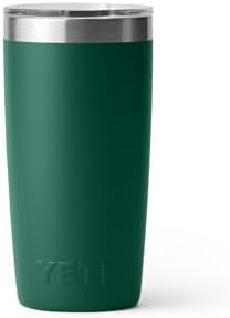 YETI Rambler 10 oz Tumbler, Stainless Steel, Vacuum Insulated with MagSlider Lid, Black Forest Green