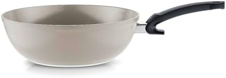 Fissler Ceratal Comfort 12 Inch Ceramic Non-Stick Wok, 5.5 Quart, Warm Grey, Made without added PFAS/PTFE, All Stovetops Including Induction, Made in Germany
