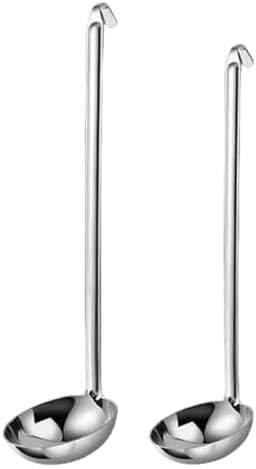 Stainless Steel Ladle 3 & 2-Ounce 2PC, Metal Kitchen Soup Ladle Spoon 12 inch & 10 inch Cooking Utensil.