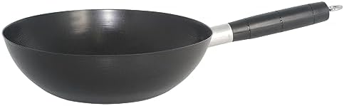 IMUSA 9.5 Inch Carbon Steel Nonstick Wok with Cool-touch Handle, Black
