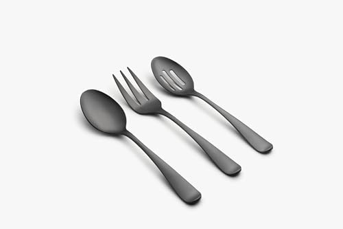 Cambridge Rhiannon Black Satin 45-Piece Silverware Set for 8, Flatware
