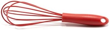 Mini Whisks 6 inch silica gel Whisk, Hand Egg Mixer for Flour Cake Egg, Kitchen Cooking Baking Use Whisk (red)