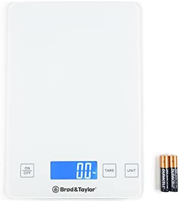 Brod & Taylor High Capacity Baking & Kitchen Scale (Weighs up to 33lbs/15kg of Ingredients), 1-Gram Precision, Five Unit Options, 5-Minute Display, Batteries Included