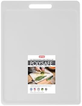 Dexas NSF Certified Polysafe Cutting Board with Handle, 11 x 14.5 Inches, Reversible Kitchen Cutting Board, White