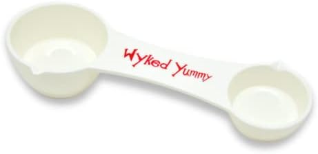Wyked Yummy All in One Measuring Spoon for Dry & Liquid Ingredients for Preparing, Baking, Cooking - 4-in-One Kitchen Utensil has 1 Tablespoon, 1 Teaspoon, ½ Teaspoon, ¼ Teaspoon