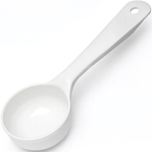 Carlisle FoodService Products Measure Miser Solid Measuring Spoon with Short Handle, 3 Ounces, White (Pack Of 12)