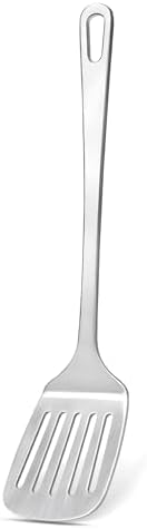 Stainless Steel Spatula, Metal Spatula Slotted Turner, Heavy Duty Sturdy Spatulas for Kitchen Use, High Heat Resistant Cooking Utensils for Fish Eggs Pancakes, Dishwasher Safe, Easy to Clean, Silver