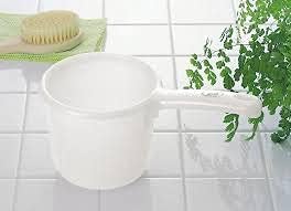 JapanBargain 3042x2, Set of 2 Japanese Plastic Water Ladle Bath Ladle Dipper Filipino Tabo Flat Bottom Bath Water Scoop, Made in Japan (2, White)