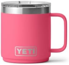 YETI Rambler 10 oz Ceramic Lined Stackable Mug, Vacuum Insulated, Stainless Steel with MagSlider Lid, Tropical Pink