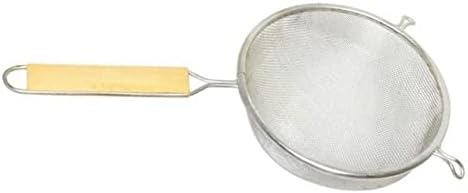 TrueCraftware- 6-Inch Single Medium Tin Mesh Strainer 6-3/4" Handle Length Wooden Handle- Kitchen Utensil Food Strainer Skimmer Spoon for Cooking Sieve Sifters Rice Quinoa Pasta Fruits Vegetable