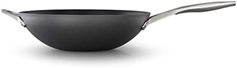 Calphalon Premier Hard-Anodized Nonstick Flat Bottom Wok Pan, Black, 13 In
