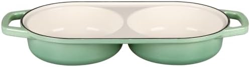 EDGING CASTING Enameled Cast Iron Double Bread Dutch Oven, Sage Green
