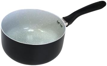 IMUSA 2 Qt Premier Cera Aluminum Gray Speckled Ceramic Saucepan, Black