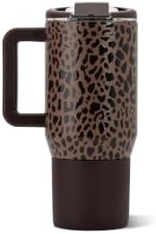 HydroJug Coffee Traveler 20oz Ceramic-Lined Mug with Handle, Brown Leopard