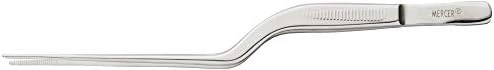 Mercer Culinary 18-8 Stainless Steel Chef Plating Tongs, Offset Tip, 6-1/2 Inch